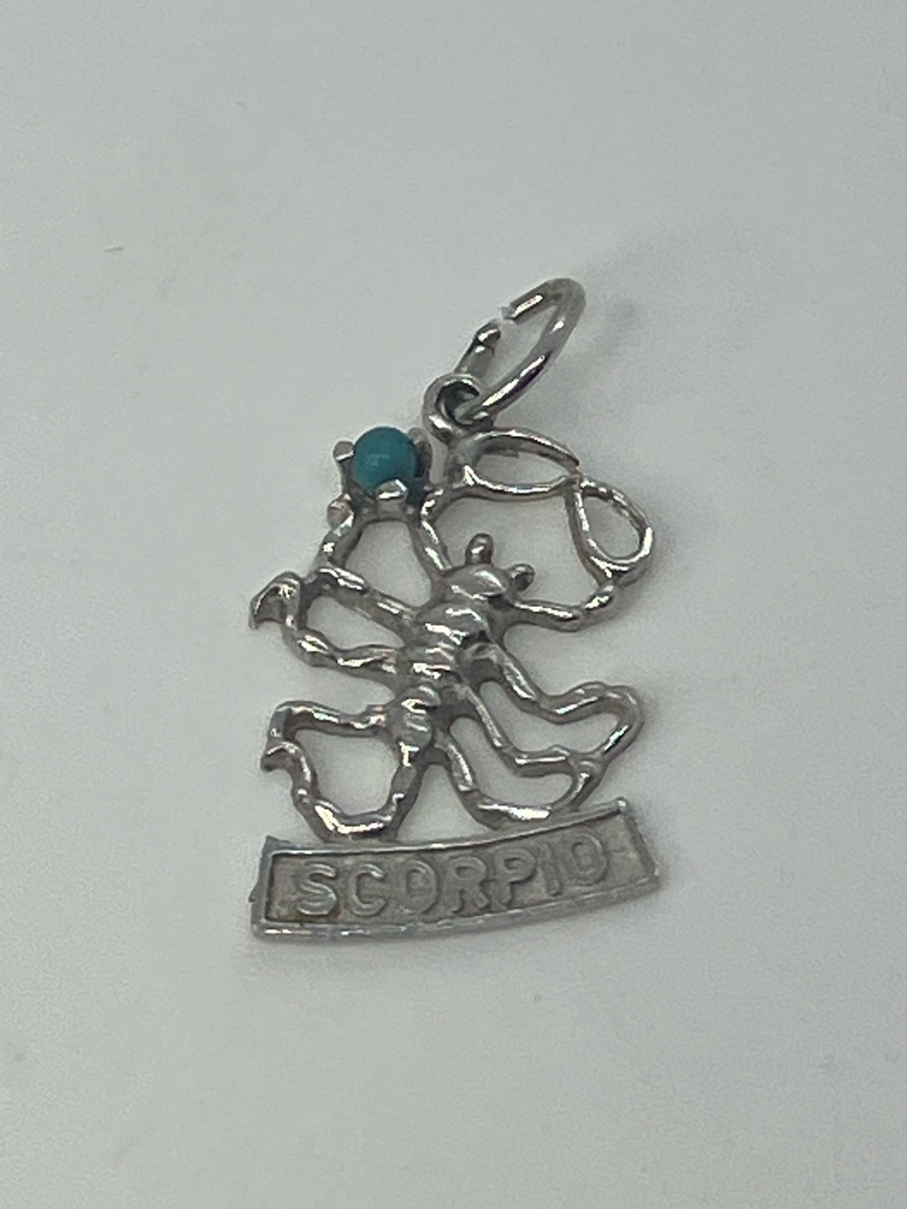 Vtg Sterling Turquoise Scorpio Scorpion  Zodiac Astrology Mini Charm / Pendant